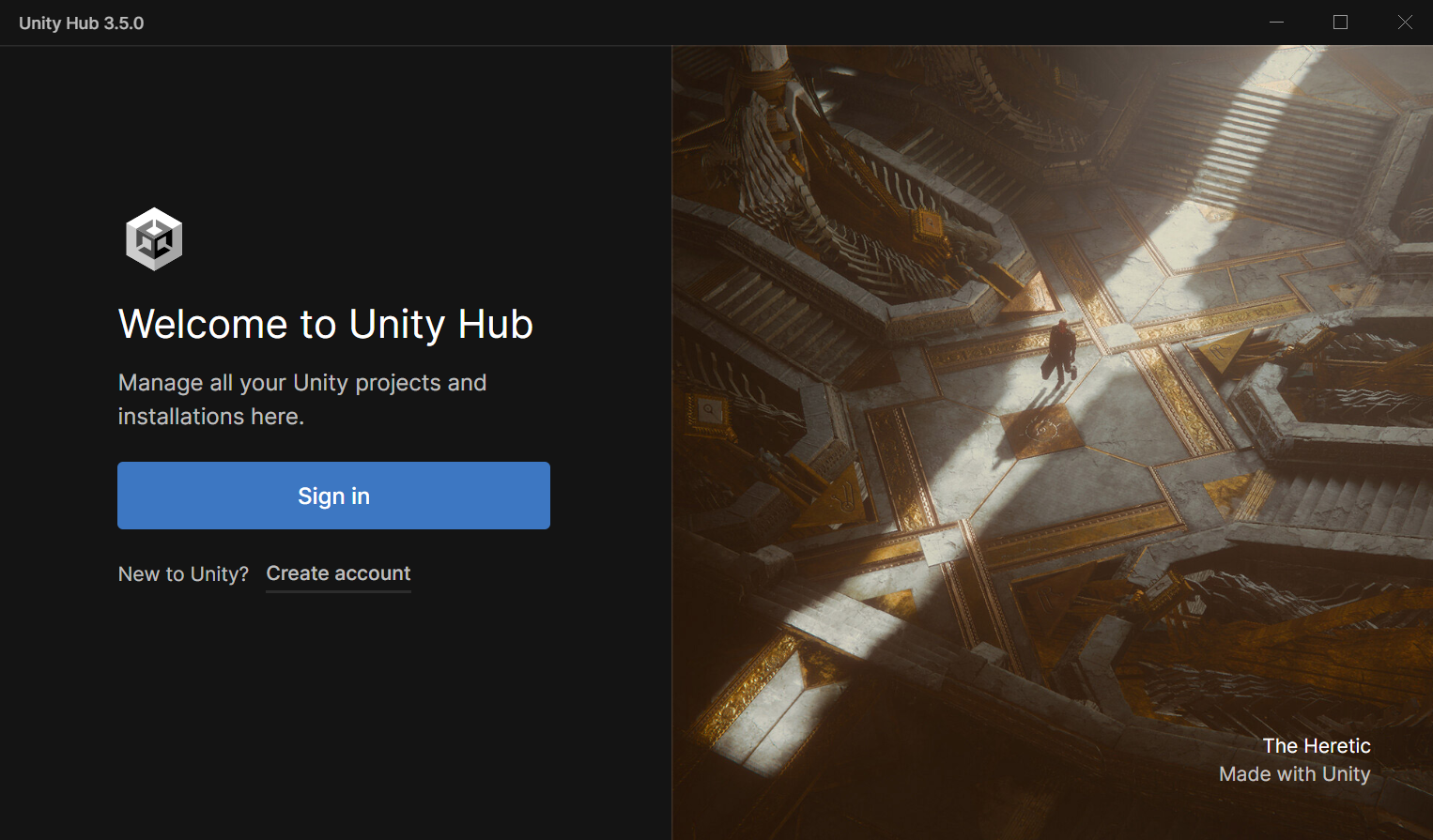 Unity Hub 启动页面